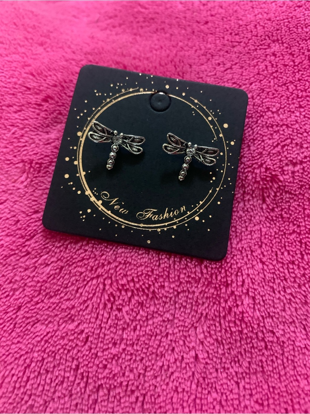 Silver Dragonfly Stud Earrings -